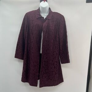 Talbots Burgundy Lace Swing Coat